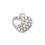 Breloque en argent 925 & zirconium, en forme de coeur, mesurant 8.9x9mm x 1pc