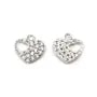 Breloque en argent 925 & zirconium, en forme de coeur, mesurant 8.9x9mm x 1pc
