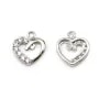 Pendentif, argent 925 rhodié & oxyde de zirconium, en forme de coeur, mesurant 8.5x9.5mm x 1pc