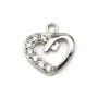 Pendentif, argent 925 rhodié & oxyde de zirconium, en forme de coeur, mesurant 8.5x9.5mm x 1pc