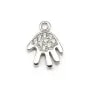Pendentif en argent 925 rhodié & oxyde de zirconium, en forme de main 7x10mm x 1pc