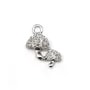 Pendentif en argent 925 rhodié & oxyde de zirconium, en forme de champignon 5.5x9mm x 1pc