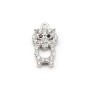 Pendentif en argent 925 rhodié & oxyde de zirconium, en forme de hibou 6x11.5mm x 1pc