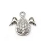 Pendentif en argent 925 rhodié & oxyde de zirconium, goutte ailée, 8x9mm x 1pc
