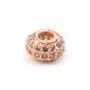 Rondelle à strass argent 925 rosé 4.5x7.5mm x 1pc