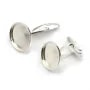 Cufflink, in 925 silver for 16mm round cabochon, 25 * 17mm x 2pcs
