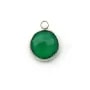 Faceted round shaped green agate set in 925 sterling silver 11mm x 1pc