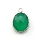Faceted oval green agate set in sterling silver 10x12mm x 1pc