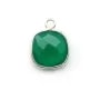 Agate verte en coussin facetté sertie sur argent 925 11mm x 1pc
