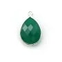 Agate verte goutte facettée sertie sur argent 925 13x17mm x 1pc
