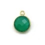 Agate verte ronde facettée sertie sur argent doré 11mm x 1pc