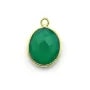 Agate verte ovale facettée sertie sur argent doré 11x13mm x 1pc