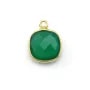 Agate verte coussin facetté sertie sur argent doré 11mm x 1pc