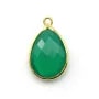 Faceted drop-shape green agate set in gold-plated sterling silver 13x17mm x 1pc