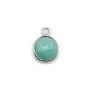 Amazonite ronde facettée sertie sur argent 9mm, un anneau x 1pc