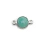 Amazonite ronde facettée sertie sur argent  9mm , 2 anneaux x 1pc
