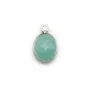 Amazonite ovale facettée sertie sur argent 9x11mm, un anneau x 1pc