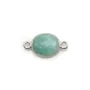 Amazonite ovale facettée sertie sur argent 9x11mm, 2 anneaux x 1pc