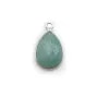 Amazonite goutte  facettée sertie sur argent 11x15mm, un anneau x 1pc