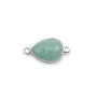 Amazonite goutte  facettée sertie sur argent 11x15mm, 2 anneaux x 1pc