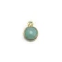 Amazonite ronde facettée sertie sur argent doré 9mm, un anneau x 1pc
