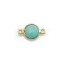Amazonite ronde facettée sertie sur argent doré 9mm , 2 anneaux x 1pc