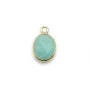 Amazonite ovale facettée sertie sur argent doré 9x11mm, un anneau x 1pc