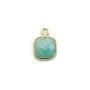 Amazonite carré facettée sertie sur argent doré 9mm, un anneau x 1pc