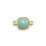 Amazonite carré facettée sertie sur argent doré 9mm, 2 anneaux x 1pc