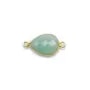 Amazonite goutte  facettée sertie sur argent doré 2 anneaux 11x15mm x 1pc