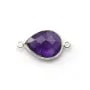 Améthyste goutte facettée sertie sur argent 925 2 anneaux 13x17mm  x 1pc