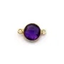 Faceted round amethyst set in gold-plated silver 2 rings 9mm x 1pc