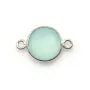 Calcédoine ronde facettée sertie sur argent 925 2 anneaux 11mm x 1pc