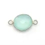 Calcédoine ovale facettée sertie sur argent 925 2 anneaux 11x13mm x 1pc