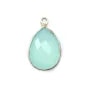 Calcédoine goutte facettée sertie sur argent 925 13x17mm x 1pc