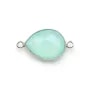 Calcédoine goutte facettée sertie sur argent 925 2 anneaux 13x17mm x 1pc
