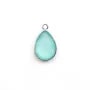 Calcédoine goutte facettée sertie sur argent 925 11.5x15mm x 1pc
