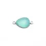 Calcédoine goutte facettée sertie sur argent 2 anneaux 11x15mm x 1pc
