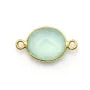 Calcédoine ovale facettée sertie sur argent 925 doré à l'or fin 2 anneaux 11x13mm x 1pc