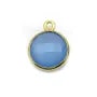 Calcédoine ronde facettée sertie sur argent 925 doré à l'or fin 11mm x 1pc