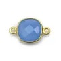 Faceted cushion chalcedony set in gold-plated silver 2 rings 11mm x 1pc