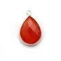 Faceted drop-shape carnelian set in 925 sterling silver 13x17mm x 1pc