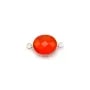 Faceted oval carnelian set in silver 2 rings 11x13mm x1pc