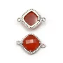 Cornaline rhombe serti en argent 925 avec zirconium 15mm x 1pc