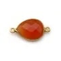 Faceted drop-shape carnelian set in gold-plated silver 2 rings 13x17mm x 1pc