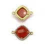 Cornaline rhombe sertie en argent doré avec zirconium 15mm x 1pc