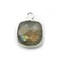 Labradorite coussin facette sertie sur argent 925 11mm x 1pc