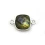 Labradorite coussin facette sertie sur argent 925 2 anneaux 11mm x 1pc