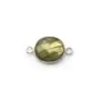 Labradorite ovale facette sertie sur argent 2 anneaux 9x11mm x 1pc