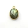 Labradorite ovale facette sertie sur argent doré 11x13mm x 1pc